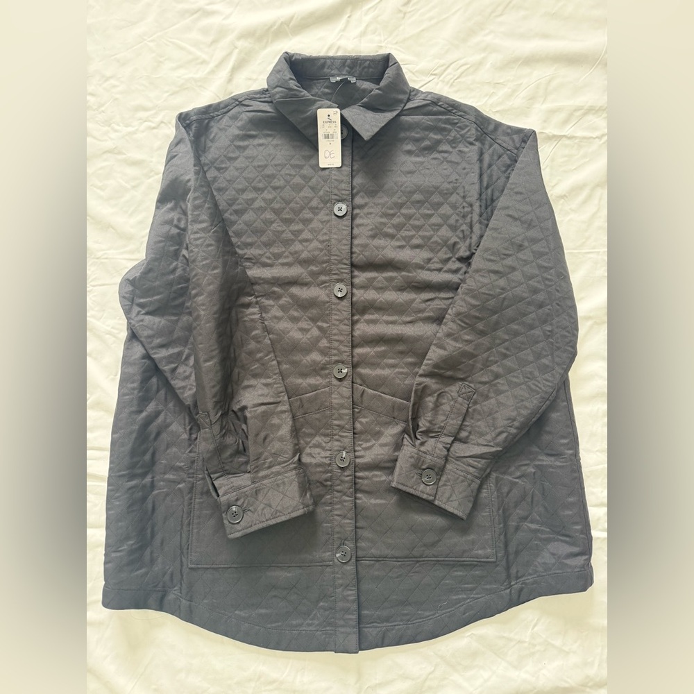 Express Black Quilted Button-Up Jacket